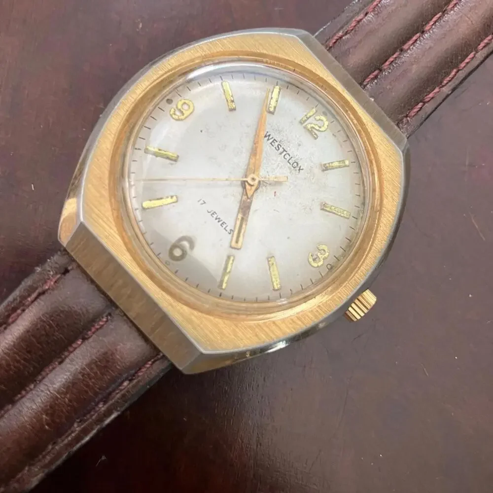Westclox Gold and Brown Men's Watch 36mm Rare